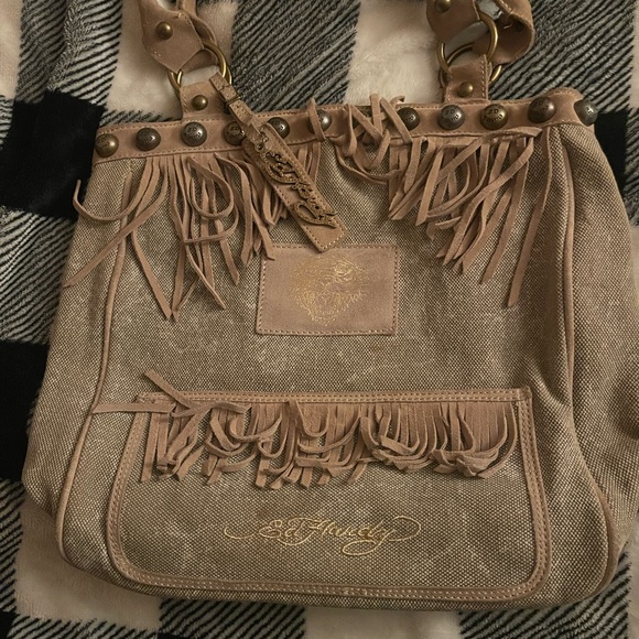 Ed Hardy Finly Fringe Women’s Cotten/Leather tote - Picture 3 of 3